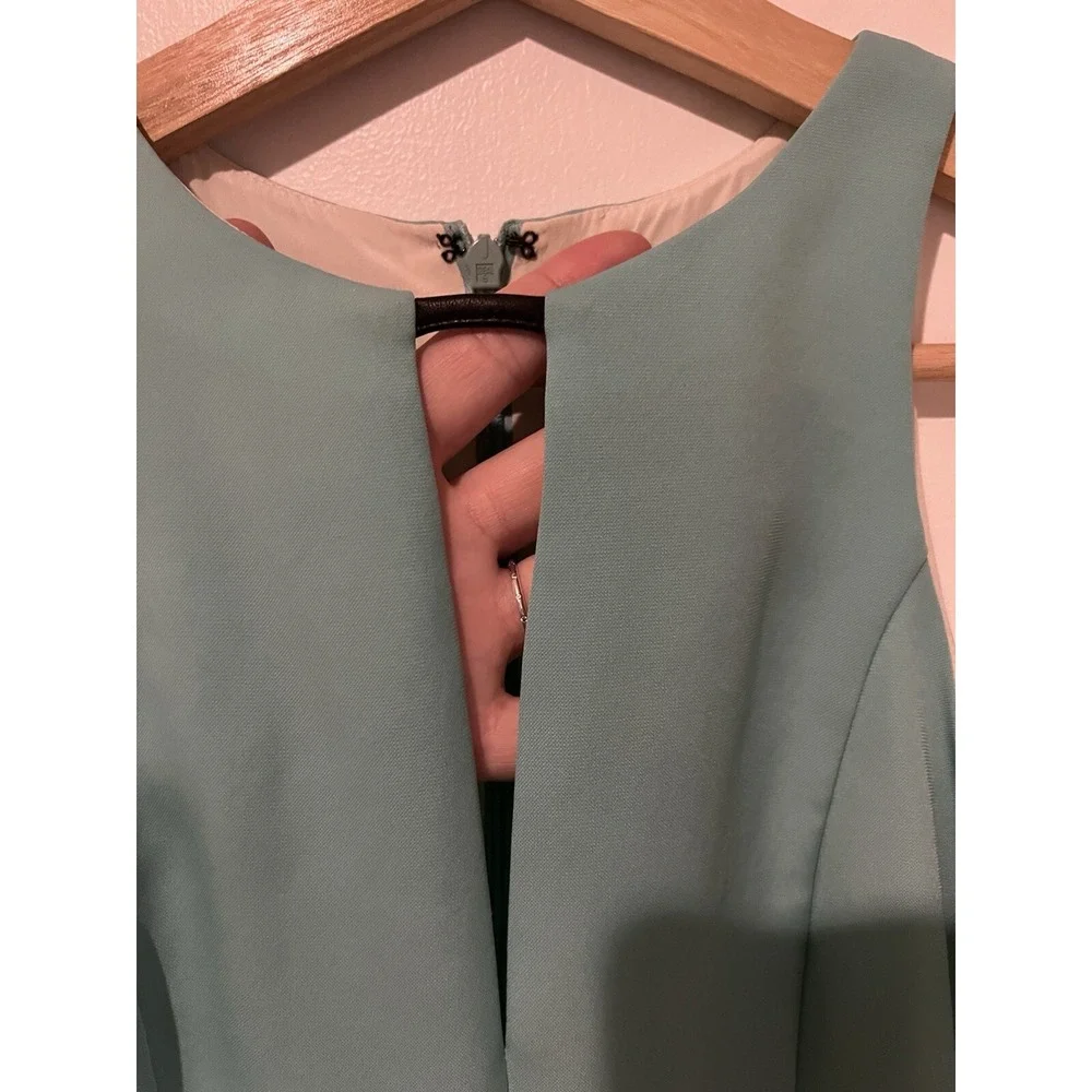 RAG & BONE Sleeveless Aqua Blue Zip-Up Top Sz XXS Silk/Poly/Leather